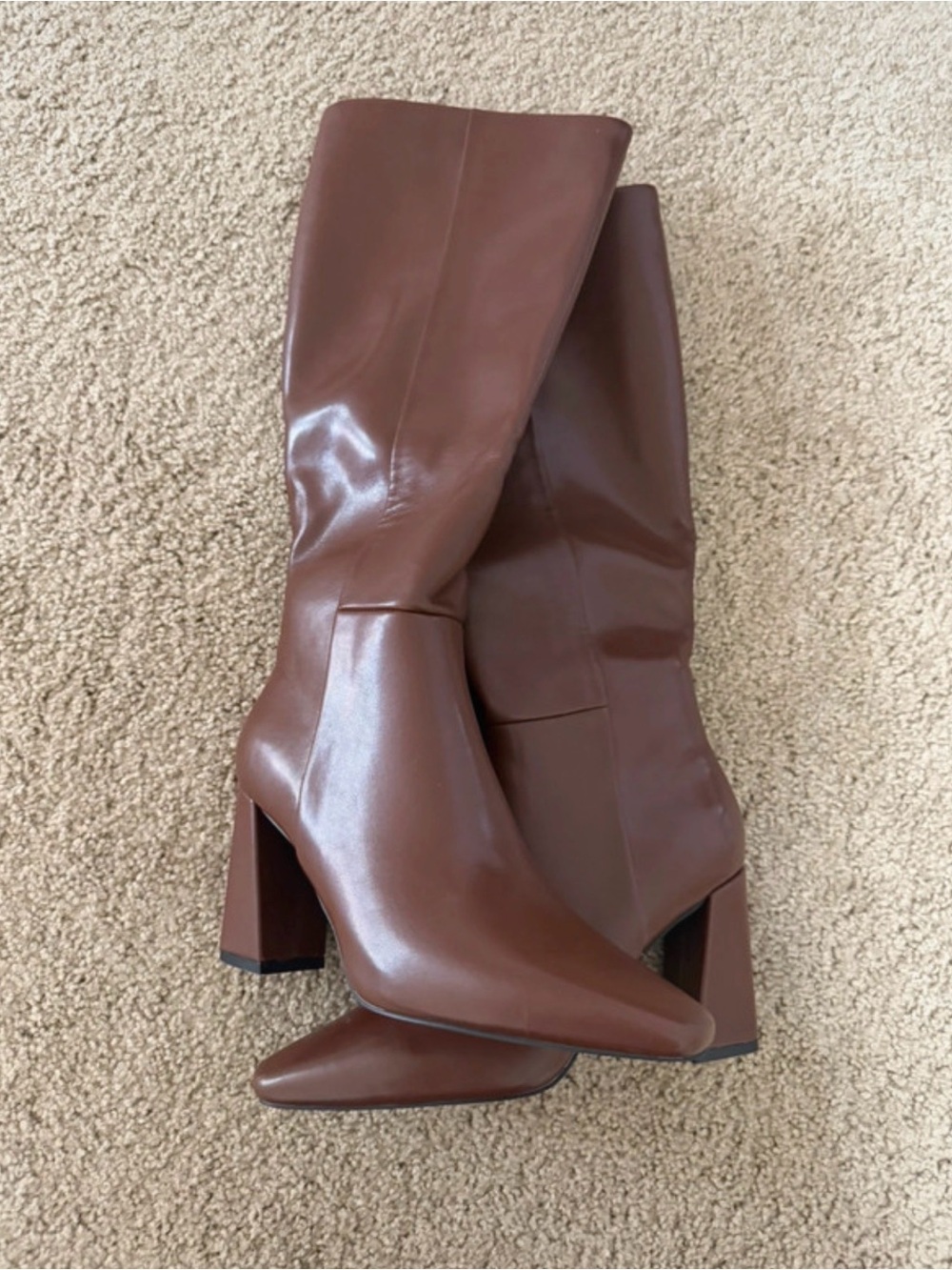 Amazon Women's Brown Knee-High Block Heel Boots